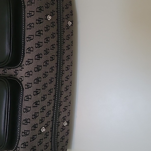 Dooney & Bourke Gray Canvas Black Leather Trim Satchel Shoulder Bag - Picture 9 of 16